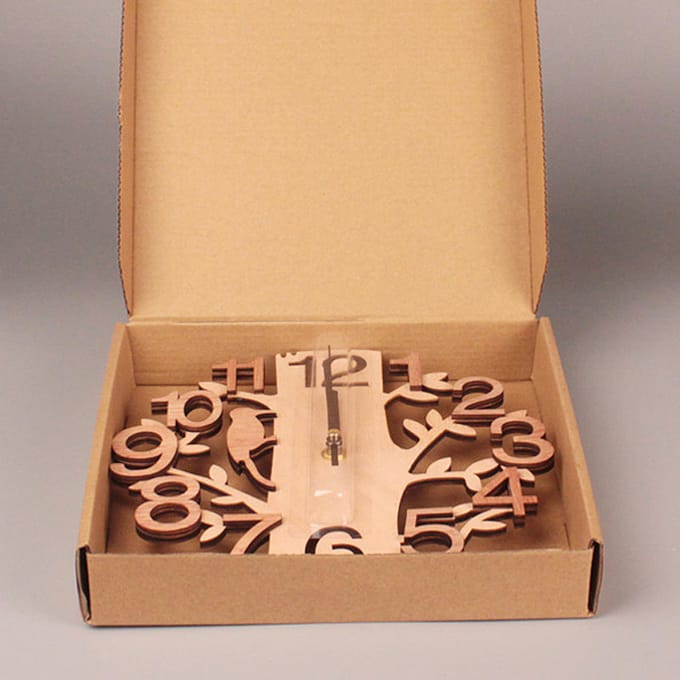 Horloge murale en bois de 22 cm de diamètre, blanche, double couche, ultra silencieuse beige