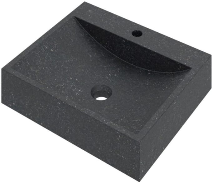 Basic Line Opbouw Waskom - 50x42x12 cm - Rechthoek - Hardsteen - met Kraanplateau