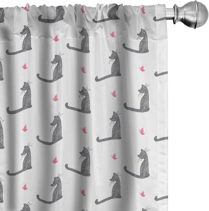 ABAKUHAUS Kattenvordijnen – 2x75x175 cm – Microfaser – Halfdonker