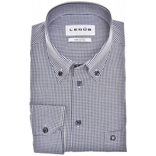 Ledûb Overhemd Button Down Allover Mini Check Navy / male