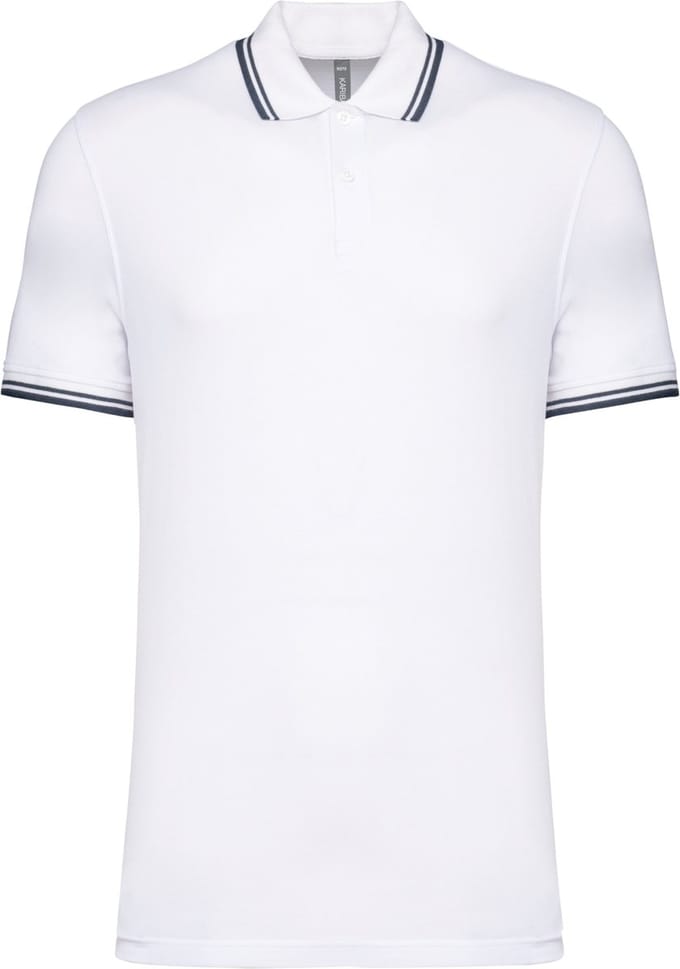 Kariban Gestreepte herenpolo korte mouwen K272 - White / Navy - S