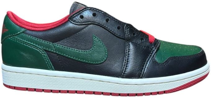 WMNS Nike Air jordan 1 Retro Low OG - Sneakers - Unisex - Zwart - Groen - Rood