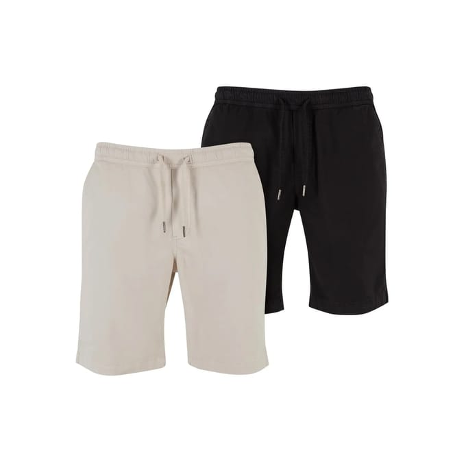Urban Classics - Stretch Twill Joggshorts 2Pack Korte broek - S - Grijs/Zwart