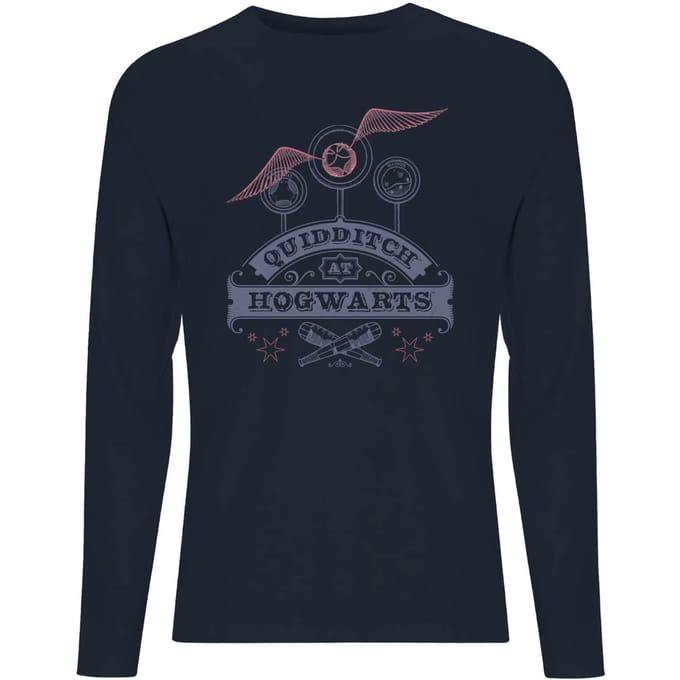 Harry Potter Quidditch At Hogwarts Men's Long Sleeve T-Shirt - Navy - XL