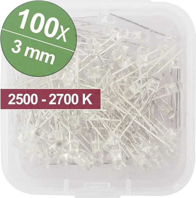 Quadrios LED-assortiment Warm-wit Rond 3 mm 9000 mcd 20 mA 3.0 V Box