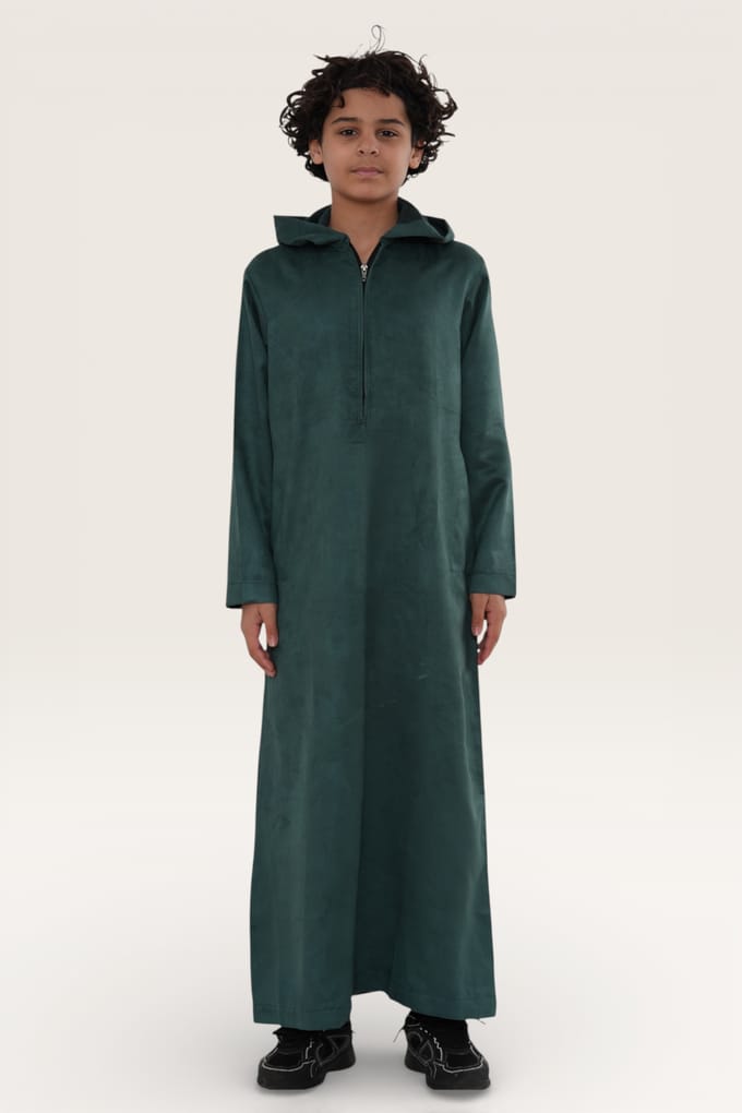 Kinderen Jongens Groene Capuchon Eid Marokkaanse Jubba Gewaad Ramadan Eid Thobe LFS - K-HM12