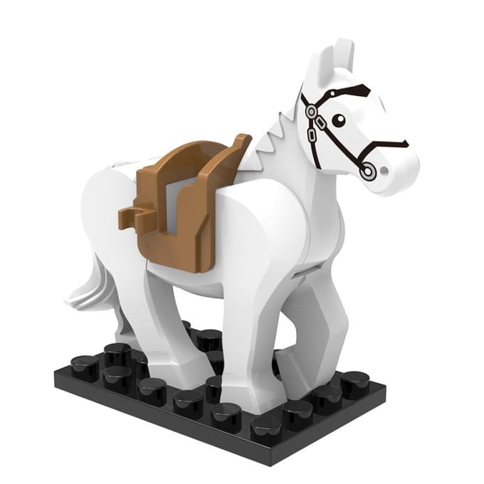 Cheval de guerre militaire MOC adapté aux mini-figurines, blocs de construction, accessoires, jouets pour garçons, cadeau pour enfants white