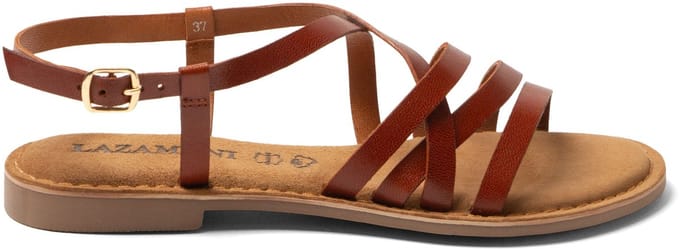 Lazamani - Zuza Dames Sandalen Leer Tan - Maat 39