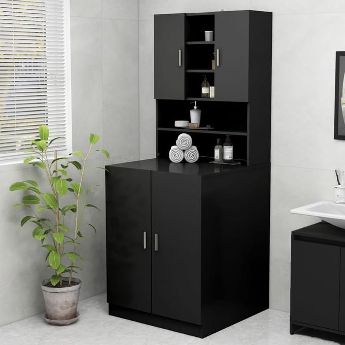 vidaXL - Wasmachinekast - 70,5x25,5x90 - cm - zwart