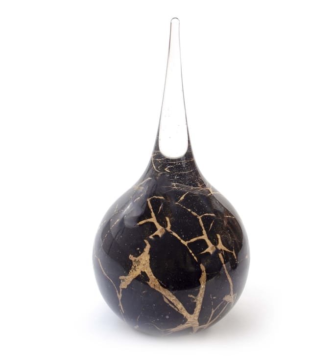 Loranto - Urn - Mini Urn Druppel - Zwart/Bladgoud - 200 ml - Glas