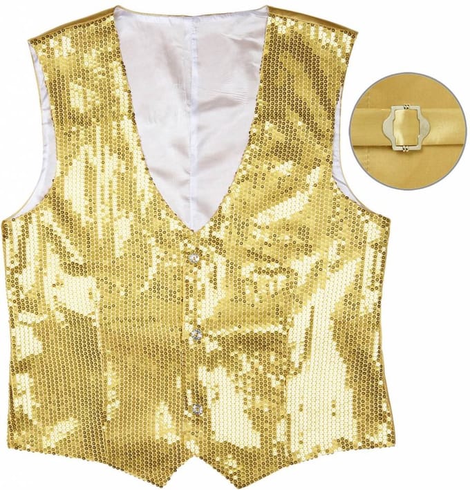 Pailletten vest man goud