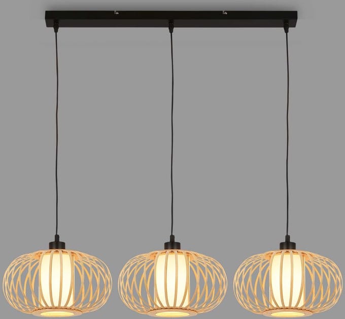 BRILONER - ROTTI - Hanglamp, 120 cm, 3x E27, max. 10W, houtkleurig