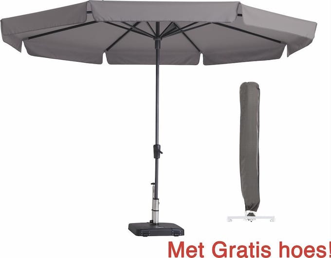 Parasol rond Taupe 350 cm met gratis Hoes