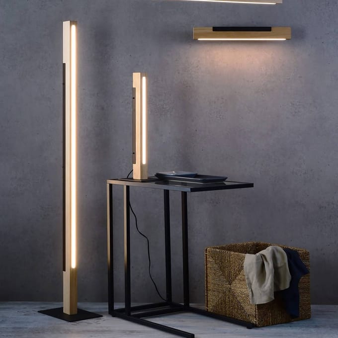Deko-Light LED tafellamp Madera van eikenhout, dimbaar