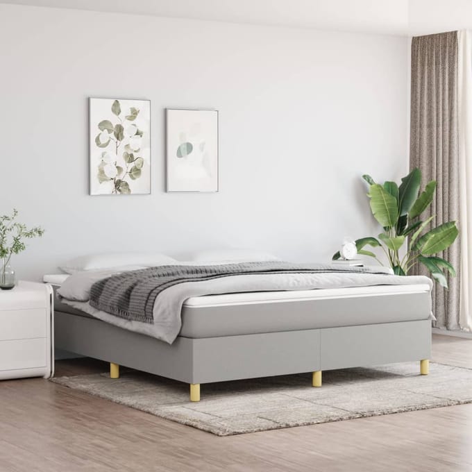 vidaXL - Boxspring - met - matras - stof - lichtgrijs - 160x200 - cm