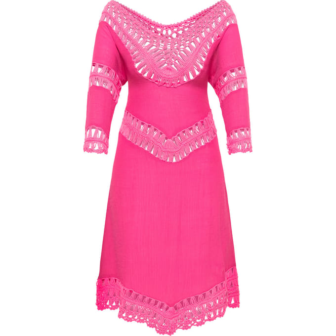 IZIA Tuniekjurkje mini met gehaakt gedeelte Dames roze