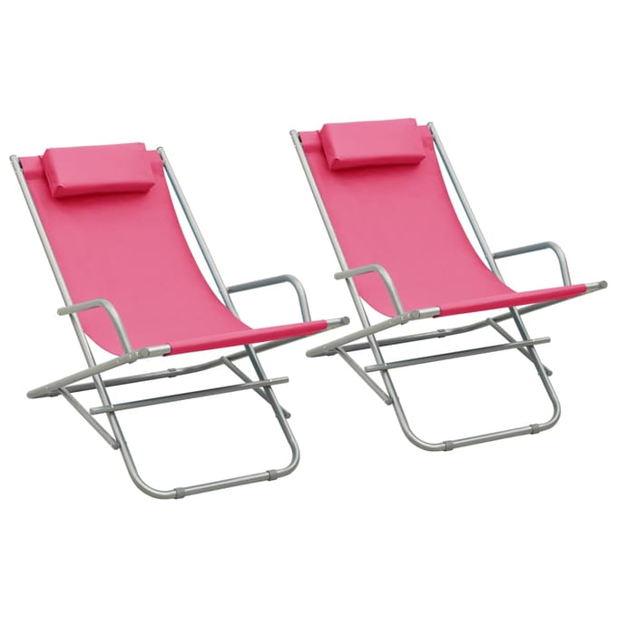vidaXL - Klapstoelen - 2 - st - staal - roze