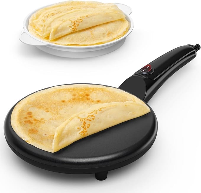 SNJY® Pannenkoekenpan - Pannenkoekenmaker - Crepe Maker - 800 W - Zwart