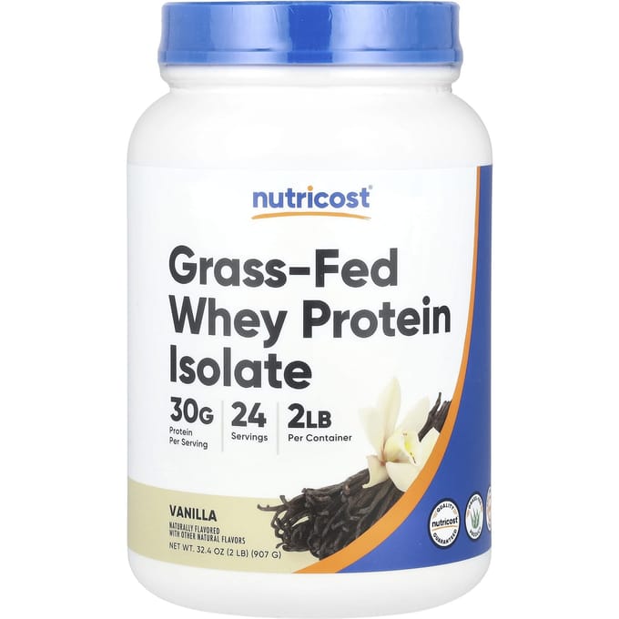 Nutricost, Isolat de Protéine de Lactosérum nourri à l'herbe, Vanille, 2 lb (907 g)