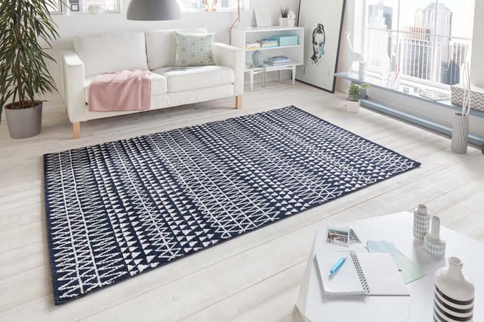 Design vloerkleed - Scandinavian zwart/wit 80x150