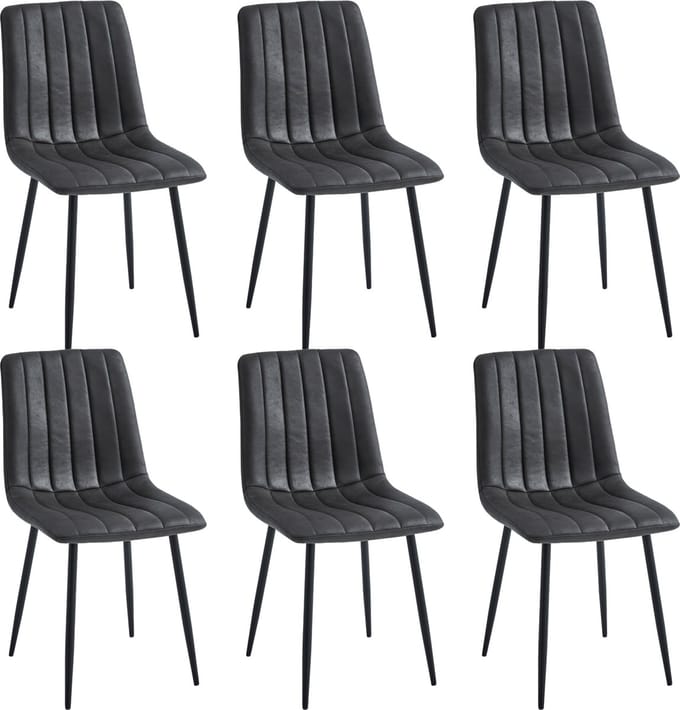 Colenis® - Eline Eetkamerstoel - Set Van 6 - Grijs - Microfiber Stof
