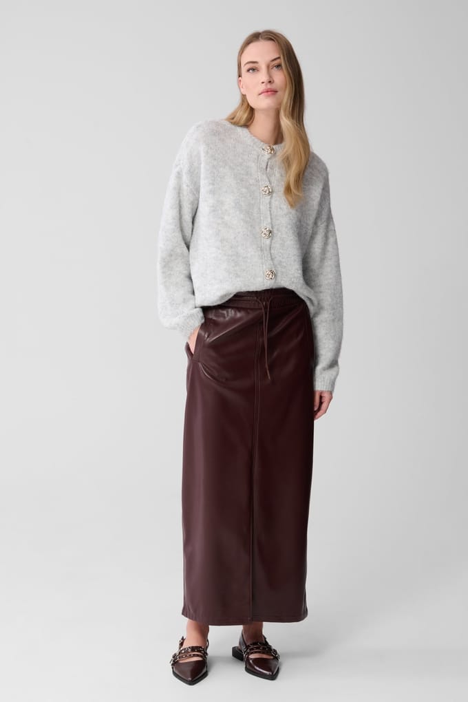 Shoeby La-sbvegan Leather Skirt Darkred Maat: M | Maxi Rokken Outlet | Dames