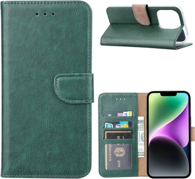 iPhone 14 Plus hoesje bookcase hoes - Arara book case hoesje voor iPhone 14 Plus - Groen