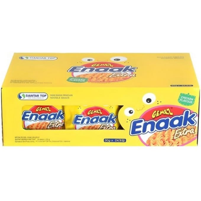 Gemez Enaak Knapperige Noedel Snack Crispy Hap 30g x 24 Pakjes yellow
