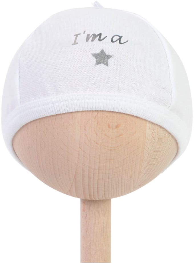 BAMBAM Babymutsje "I'm a star" - Wit - Baby cadeau