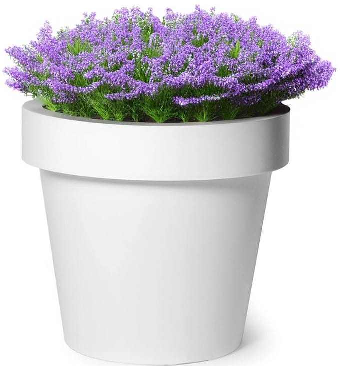 Mega Collections Plantenpot/bloempot - kunststof - wit - buiten - D16 x H14 cm