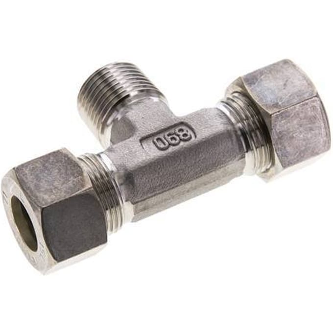 15L & R1/2'' RVS T-stuk Knelfitting Buitendraad 315bar ISO 8434-1
