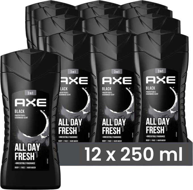Axe Douchegel - Black - 250ML - 12 Stuks - Voordeelverpakking