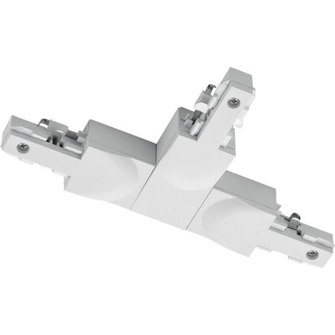Spanningsrail Doorverbinder - DUOLINE - T Connector - Aarde Rechts - 2 Fase - Mat Wit