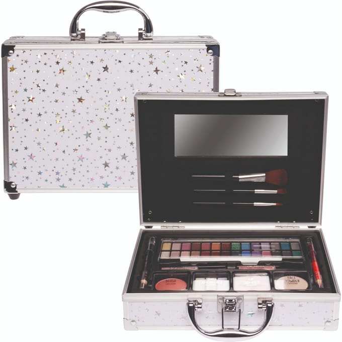 Casuelle Cosmeticakoffer Zilveren Strerren Medium