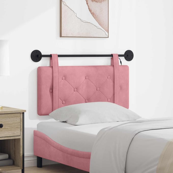 vidaXL - Hangend - hoofdbord - Met - LED-verlichting - Roze - Fluweel