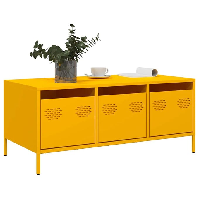 vidaXL - Salontafel - 101,5x50x43,5 - cm - koudgewalst - staal - mosterdgeel