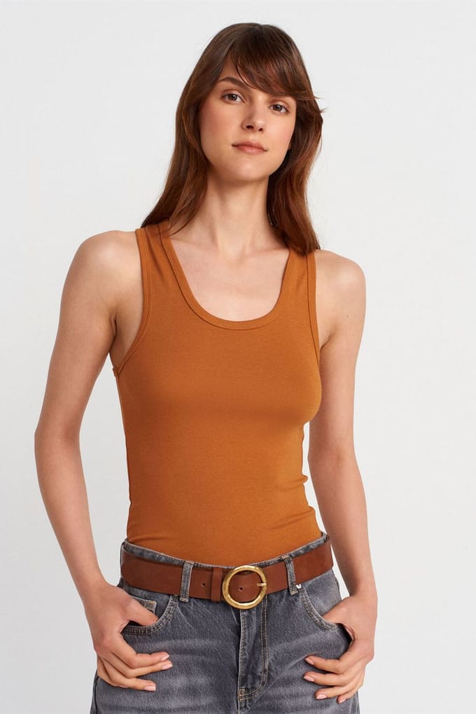Geribde Mouwloze Cami Top