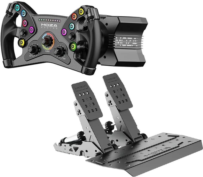 MOZA R9 V3 Wheel Base + KS Steering Wheel + SR-P2 Pedals - 9 Nm Direct Drive Sim Racing Bundle - PC