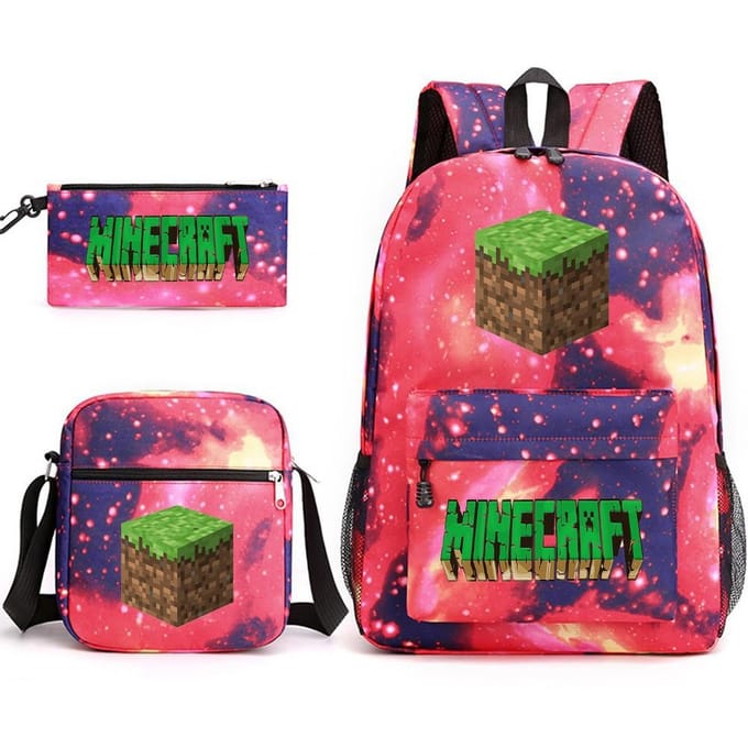Minecraft Schooltas Game Merchandise Student Grote Capaciteit Print Drie Delige Schooltas Mannen En Vrouwen Three-piece set