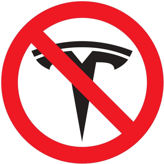 Tesla inrijverbod sticker 9,5 cm vinyl set van 2