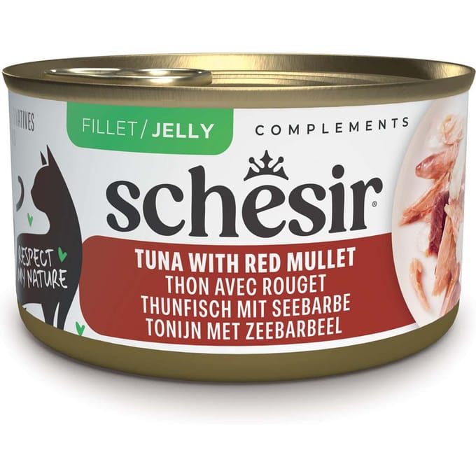 12x70g Schesir Complements in Gelee Thunfisch mit Rotbarbe Katzenfutter nass