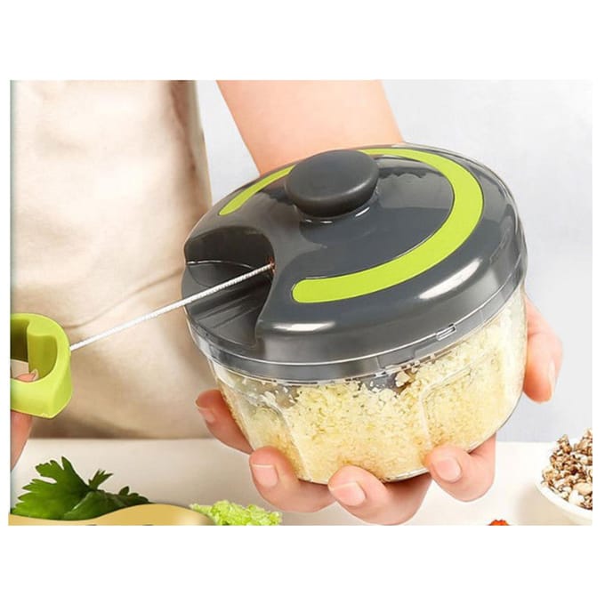 Draagbare mini-handknoflookhakmachine 500 ml grijs met reservemes gray