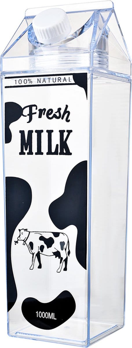Clayre & Eef Drinkfles 1000 ml Transparant Kunststof Koe