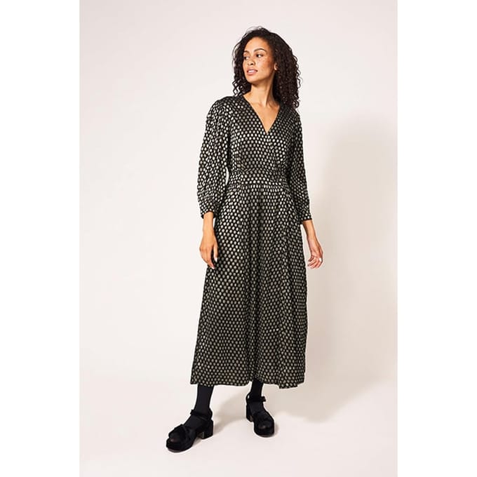 White Stuff Paula Metallic Dre Black Taglia: 8 | Abiti Midi Outlet | Donna | Nero