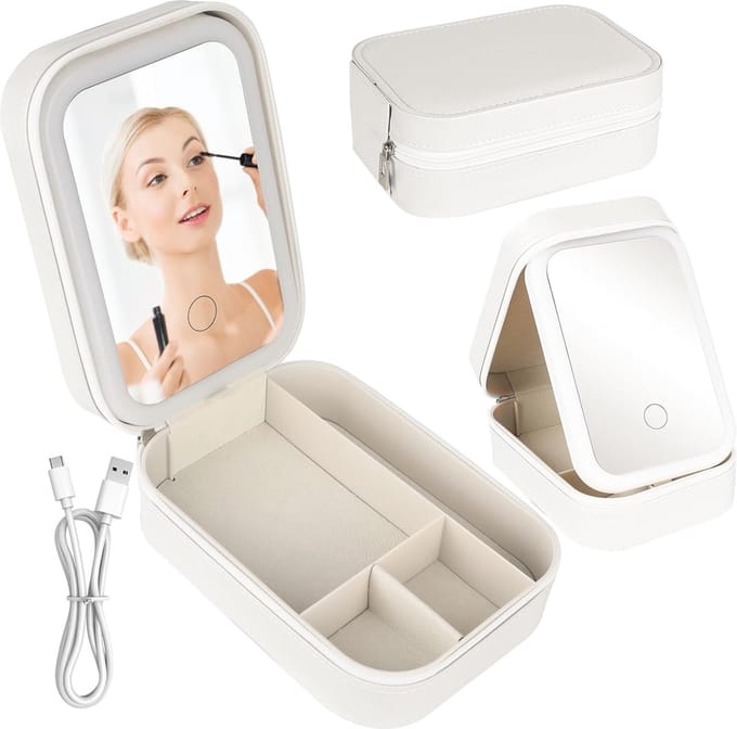 Draagbare Make-uptas met Verlichte Spiegel en LED-verlichting - Perfect voor Reizen