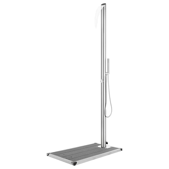 vidaXL - Buitendouche - met - grijze - basis - 225 - cm - roestvrij - staal