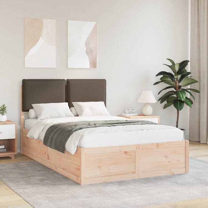 vidaXL - Bedframe - met - Gevoerde - Hoofdbord - Taupe - 120 - x - 200 - cm