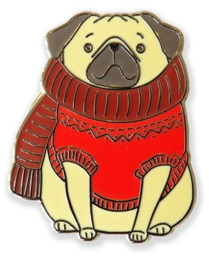 naaldenhouder - Needleminder Jolly Pug - Kerst Pughondje - letistitch