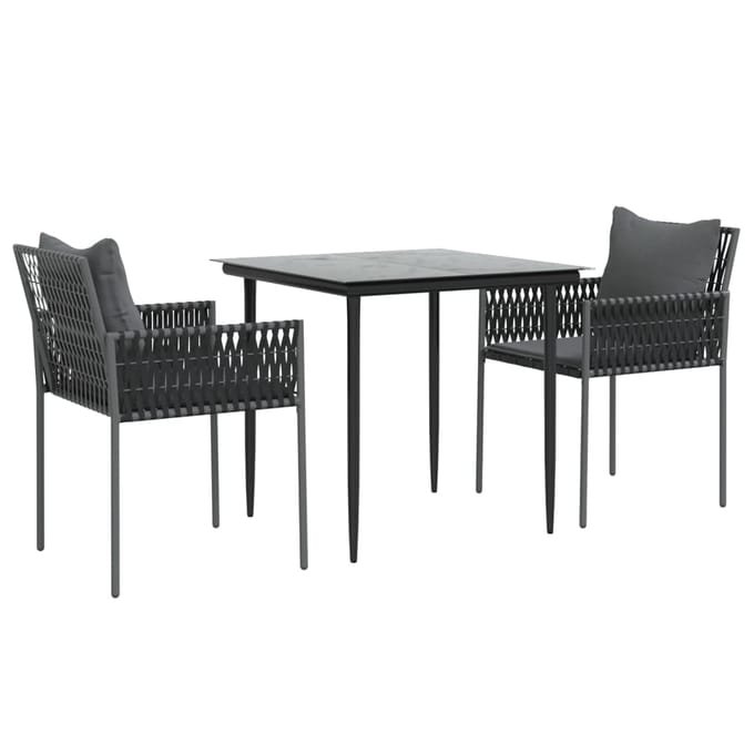 vidaXL - 3-delige - Tuinset - met - kussens - poly - rattan - en - staal