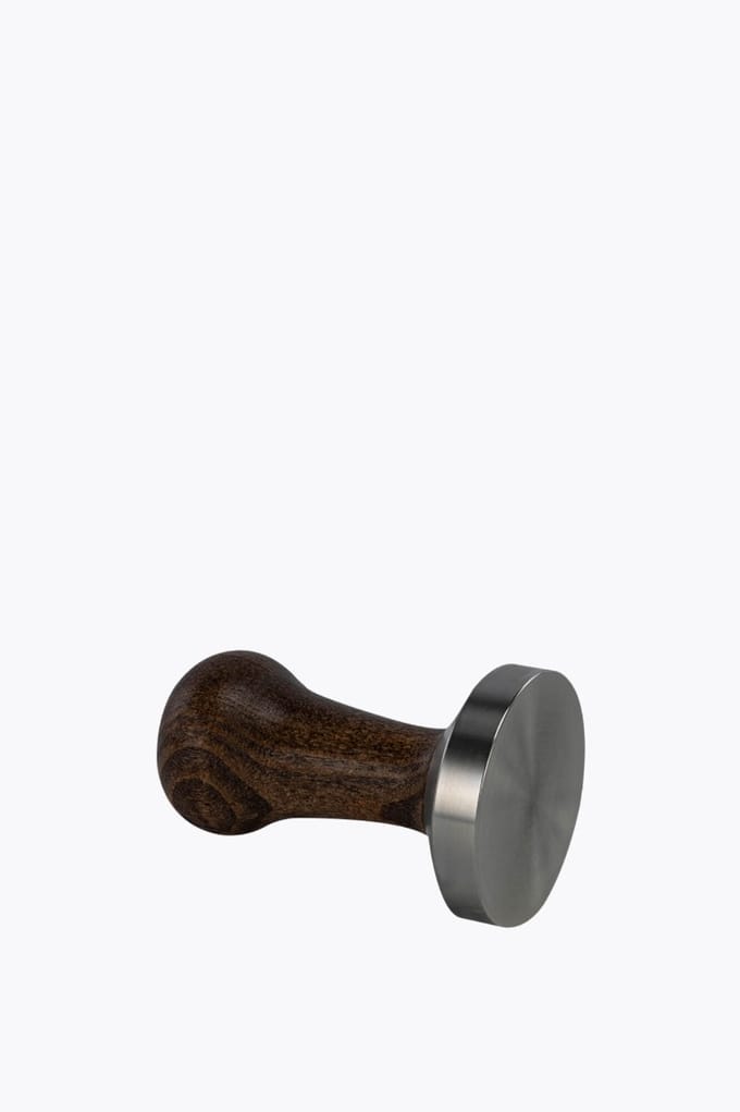 Motta Tamper | RVS met Bruin Houten Handvat | Stamper voor Espresso | Platte Basis voor Pistonmachine | 49 mm
